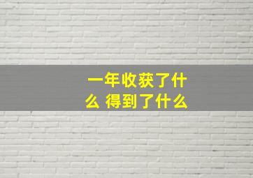 一年收获了什么 得到了什么